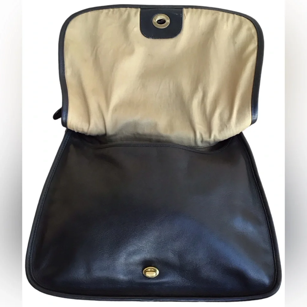 COACH Vintage Legacy Crescent Black Leather Flap Bag